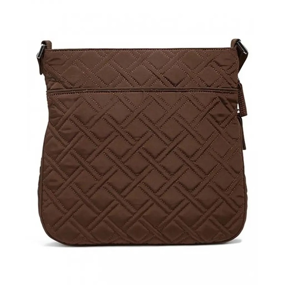 Vera Bradley Triple Zip Microfiber Quilted Espresso Crossbody - Picture 7 of 15
